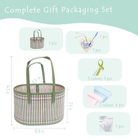 PerYoLyf Baskets for Gifts Empty Large Woven Bamboo Basket with Handles for Baby Shower Birthday Party，Creative Wrapping with Cellophane Wrap Bags Creative Gift Tag Tissue paper