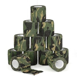 Sagafly 12 Rolls Camo Tape Wrap Camouflage Wrap Self-Adhesive Bandage 2" x 5 Yards (Jungle Camo)