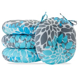 JMGBird Outdoor Cushions Pack of 4, Round Chair Cushions 15 inch with Ties, Round Seat Cushions for Bistro Chairs