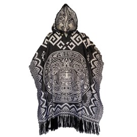 Jorongo Poncho Gabán Con Gorro Artesanal Diferentes Colores (Negro)