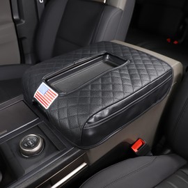 for Hummer EV Accessories Upgraded Car Center Console Cover SUV Pickup 2022-2024 2025+ Microfiber Leather Car Armrest Cover Cushion with 2 Storage Bags Car Armrest Storage Box American Flag