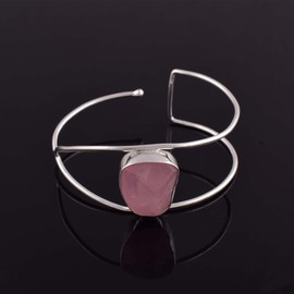 Natural Raw Morganite Cuff Bracelet, Healing Crystal Cuff Bracelet, Birthstone Bracelet, Bangle Bracelet, Rough Gemstone Bracelet, Jewelry For Woman