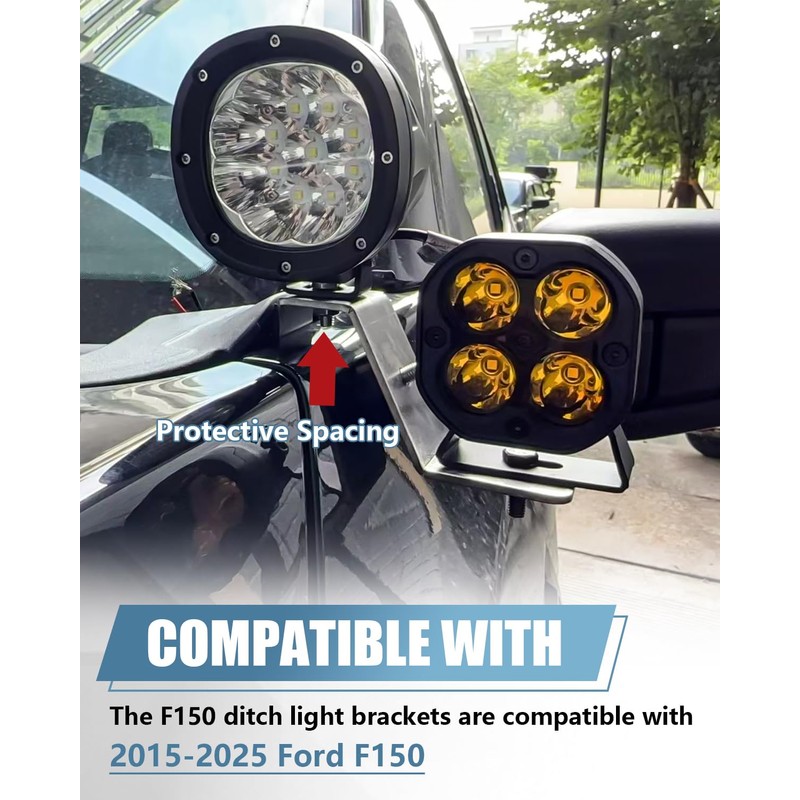 NORTHYUN Dual Light Bar Hood Mounting Brackets for F150 2015–2025