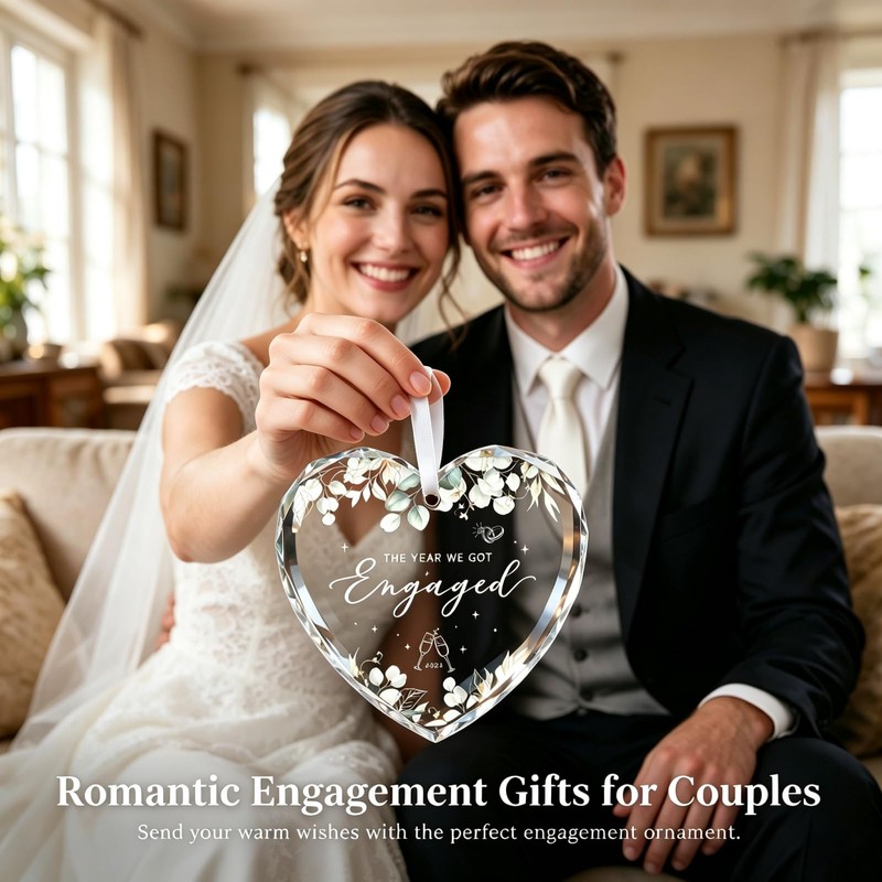 Engagement Gifts for Couples 2026, Heart Crystal Glass Ornament