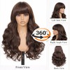 Brown Wavy Wig with Bangs for Women, 26 Inch Long