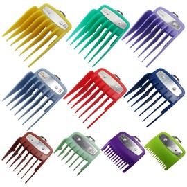 10 Pack Color-Code Clipper Guards Cutting Guides with Metal Clip for Wahl/Surker/Limural Blade Size 1.5in x 1.75in (Width Adaptable Range 1.62in-1.75in)