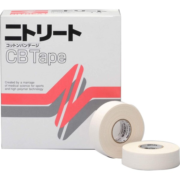 Nitoms CB-19 CB Tape, Sports Tape, Multi-Roll Pack, Cuts by Hand, Non-Elastic, Secures Joints, Prevents Injuries, Peeling, White, Width 0.7 inches (19 mm) x Length 39.2 ft (12 m), 16 Rolls