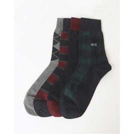Daks (신세계강남점)DBSS5E909BK 남성장목4족 면혼방 혼합패턴 장목 4족세트 (DBS S5E909BK) Men's Mixed Pattern Mid-Cut Socks 4-Pair Set at Shinsegae Gangnam Store