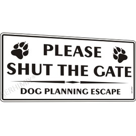 Please Shut The Gate Signs Metal Reflective 5.9x11.8 Inches, Close Gate Sign Dog Planning Escape, Durable Aluminum, UV Resistant, Waterproof, Anti-rust, With 4 Drilling