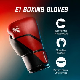 Hayabusa E1 Boxing Gloves for Men and Women - Red/Black, 16oz