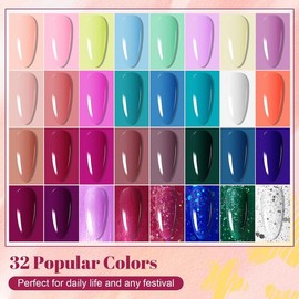 JODSONE 35 PCS Gel Nail Polish Starter Kit UV Light and Dark Series Gel Nail Set No Wipe Base Matte and Glossy Top Coat All Kinds of Manicure Tools