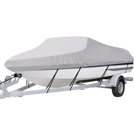 iCOVER Trailerable Boat Cover- 17'-19' Heavy Duty Waterproof Tarp Covers with Storage Bag, Fits V-Hull, Fish&Ski, Pro-Style, Fishing, Runabout, Bass Boats, up to 17ft-19ft Long X 96" Wide