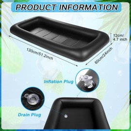 Leitee Inflatable Serving Bar with Drain Plug 52 x 24 x 5'' Inflatable Ice Serving Buffet Bar Inflatable Cooler for Parties Food Cooler for Party Buffet Inflatable Drink Cooler for Party (Black)
