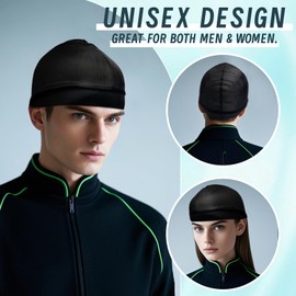 TUONYIS 8 Pcs Silky Wave Caps for Men, Elastic Band Durags Stocking Caps, Cooling Skull Beanie Sleeping Hat, Shower Cap Bath, Summer Thin Elastic Helmet Liner for Running Cycling, Unisex (Black)