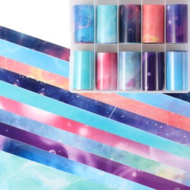 10 Sheets Nail Foil Nail Transfer Foil Starry Sky Star Laser Marble Print Nail Design Stickers Nail Decals Nail Art Foil for Larger, Longer Acrylic Nails