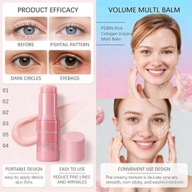 Barra Facial Antiedad Pink Collagen Volume - Bálsamo Multiusos para Contorno de Ojos, Cuello, Frente y Líneas de Expresión - Reafirmante y Lifting con Polidesoxirribonucleótido () y Potenciador de Col