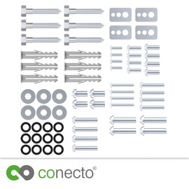 conecto Vesa Screws Set 66 Pieces for Monitor and TV up to 80 Inches, M4 M5 M6 M8 Screws and Spacers, Universal for TV Wall Mount, Stand and Bracket, Silver