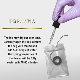 BRAWNA 3 Pack Pre Inked Mapping String for Brows, Eyes and Lips - White, Pink, Black - Microblading Supplies - PMU Kit