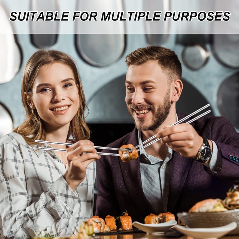 10 pares de palillos de acero inoxidable, Palillos de Metal