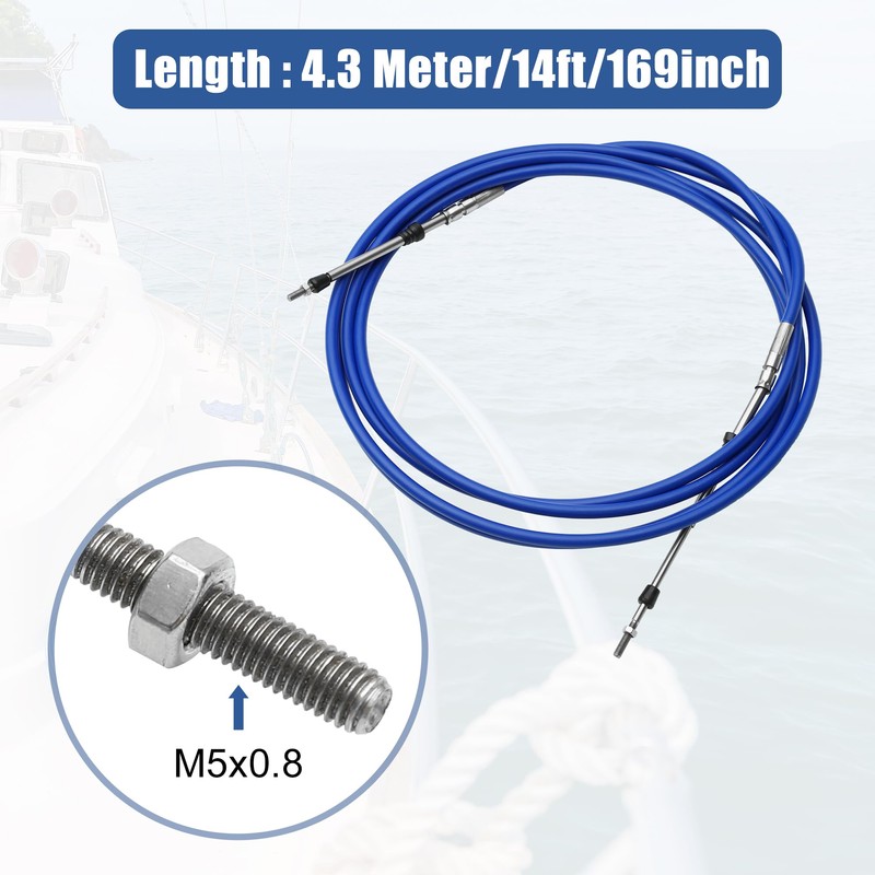 uxcell 2pcs 14ft 4.3 Meter 169inch Marine Throttle Shift Remote