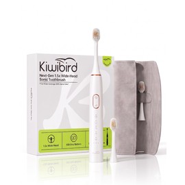 KIWIBIRD K5 Sonic Electric Toothbrush, 1.5X Wider Brush Head for 50% Faster Cleaning, High-Efficiency Power Plaque Removal, 180-Day Battery, 5 Modes & 3 Intensities (White)