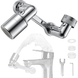 Aireador extensor de llave giratorio, aireador universal de llave de salpicaduras, aireadores giratorios de fregadero de cocina de 1080°, accesorio rociador de fregadero de baño para lavado facial, lavado de ojos, gárgaras
