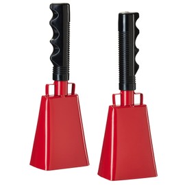 BLUE PANDA 2 Pack 9-inch Cowbells for Sporting Events, Percussion Noise Makers with Handle for Football Games, Stadiums (Red)