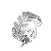 Fuqimanman2020 Adjustable Dainty Gold Plated CZ Leaf Open Ring Cubic