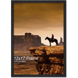 A PLUS MAX 12x17 Picture Frame, Black Engineered Wood Frame for 12 x 17 Inch Picture Poster Photo, Light Weight 12 by 17 Frame with Wood-grain for Wall - 1 Pack/Black/12 x17