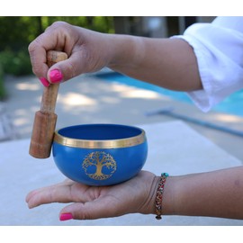 Tibetan Tree Of Life Singing Bowl Mallet Cushion Set ~ For Meditation, Yoga, Spiritual Healing and Mindfulness ~ Medium