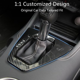 Treesiche for Center Console Gear Shift Panel Cover Trim Decals for 2024 2025 Mustang EcoBoost/‌GT Accessories ABS Carbon Fiber Interior Stickers Carbon Fiber(Automatic Gear)