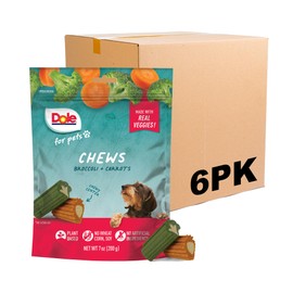 Dole for Pets Freshly Fetched Dog Chews, Assorted Broccoli & Carrot Flavor Dog Treats | Flavored with Real Veggies, No Wheat, Corn, Soy, Artificial Flavors, Colors, or Preservatives, 7 Ounce - 6 Pack