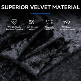 Outpain 6ft Black Velvet Tablecloth for Rectangle Tables- Wrinkle Free Heavyweight Luxury Fitted Table Cover 90×132Inch，Stretch Fabric Table Skirt for Wedding Receptions/Banquet Decor