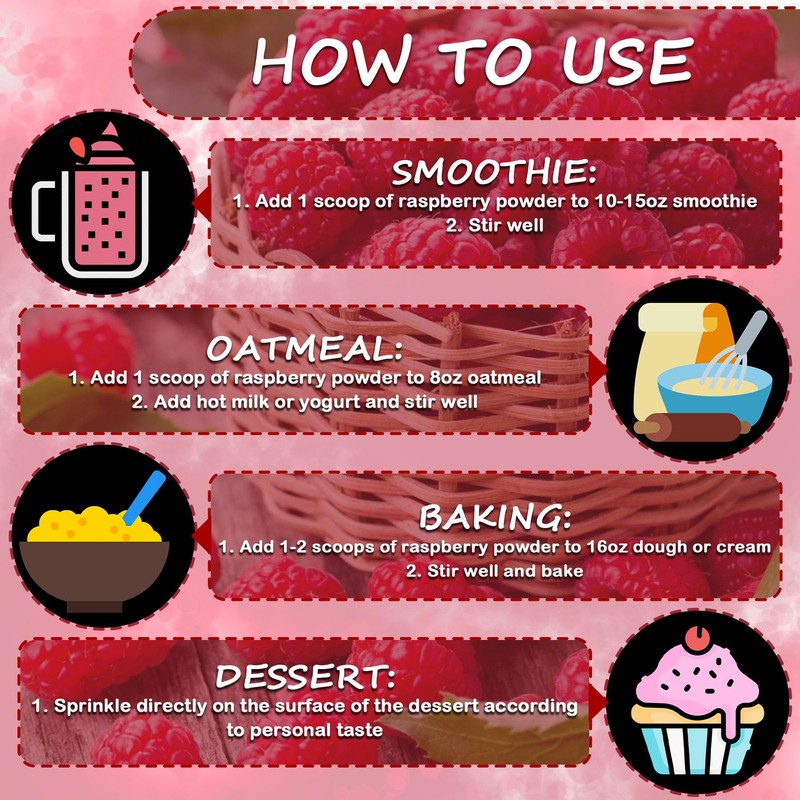 Raspberry Powder - 100% Natural Freeze Dried Raspberry Powder, No