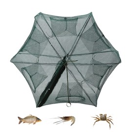 SOONHUA Fishing Bait Traps,Portable Fishing Net Foldable 6 Holes Bait Traps Fishing Nets Durable Fishing Net with Unilateral Zipper Design for Shrimp Minnow Crayfish Crab