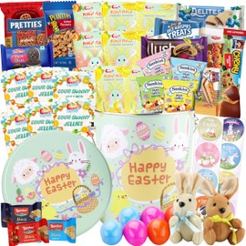 Easter Snack Green Tin (48 Count) Filled with Candy, Peelable Gummies,Bunny and More, Great Package for Family, Friends, Boys and Girls