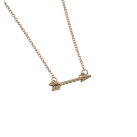 Tiny Horizontal Arrow Necklace, New Direction (Gold Tone) Miss Fit Boutique
