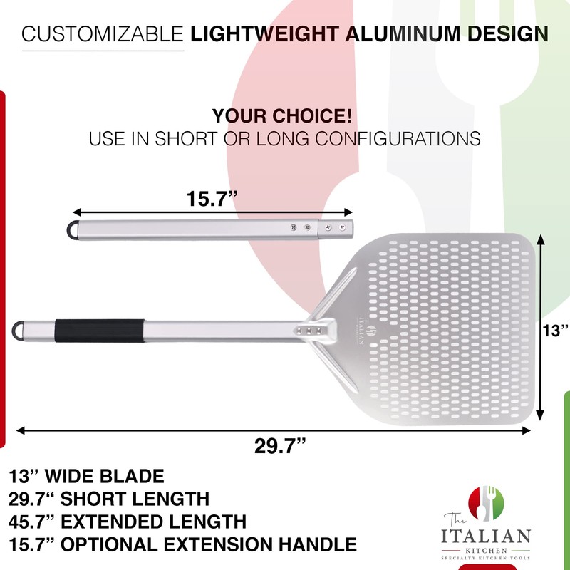 Perforated Pizza Peel 13"W x 16.7"L- Professional Restaurant Grade Large