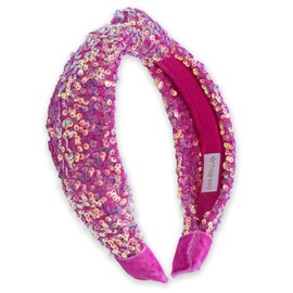 Pinke Pailletten-Stirnbänder für Mädchen und Frauen, glitzernde Haarbänder, modisch, glitzernd, breiter Knoten, Stirnband für Sport, niedliches Haar-Accessoire, Geburtstagsgeschenke, Clips und