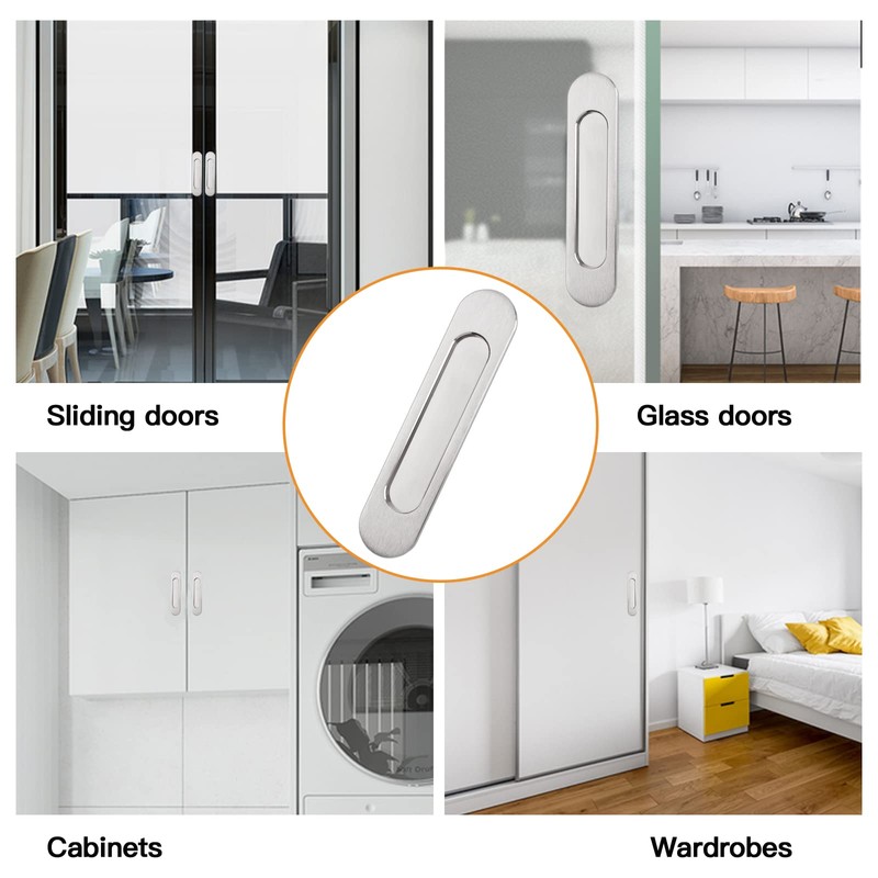 MOROBOR 18CM Self-Stick Oval Sliding Door Pulls, 2pcs Brushed Steel