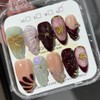 MAGLFELL Press On Nails -Purple, Handmade Medium Almond Fake Nails,