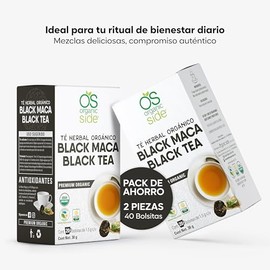 Organic Side - 2Pack Té Orgánico Black Maca - 2 Cajas de 20 Bolsitas c/u - Pack de Ahorro