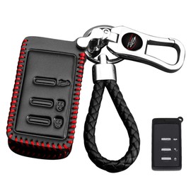 LETINGFAR Key Case, Smart Key Case for Subaru, Key Cover, Genuine Leather, Comfortable to Touch, 3 Buttons, Special Design for Subaru for Subaru Forester Legacy Impreza, Exiga, WRX, etc. (Brown), red