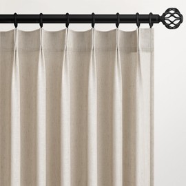 Pinch Pleated Curtains 86 Inches Long 2 Panels Set,Oatmeal Semi Sheer Blend Fabric Farmhouse Cozy Rustic Western Home Decor Curtain Drapes for Living Room Bedroom,40x86 inch Length,Apricot