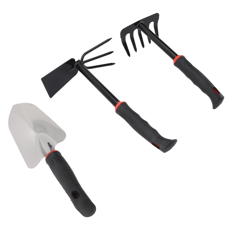 3PCS Garden Tool Set Iron Stainless Steel Five Teeth Rake