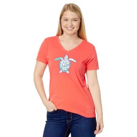 Life is Good LIG Turtle Shell Tie-Dye Short Sleeve Crusher-Lite™ Vee Mango Orange XS (US 0-2)