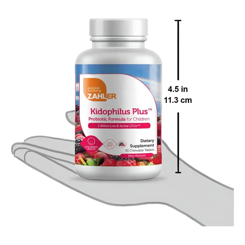 Probiotico Zahler Kidophilus Plus 90 Tabletas Masticables Sabor Moras