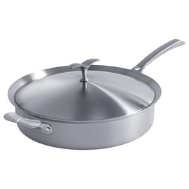 Saute Pan with Lid–12 Inch Deep Frying Pan for Stir-Fry & Searing,5-Ply Stainless Steel 5.5QT large Sauté Pan & Steel Lid, Induction, Oven Broiler Safe 600F Nonstick Skillet,Oven & Dishwasher Safe