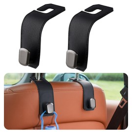 2 Pack Double Car Seat Headrest Hooks, Leather Car Purse Hanger Holder for Bags, Car Organizers and Storage Accessories for Women Men
