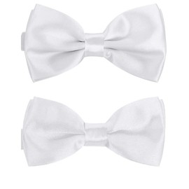 BomGuard Father Son – Partner Look Bow Tie Set, Adjustable with Hook Closure – Pre-tied and Adjustable, White, Unit size